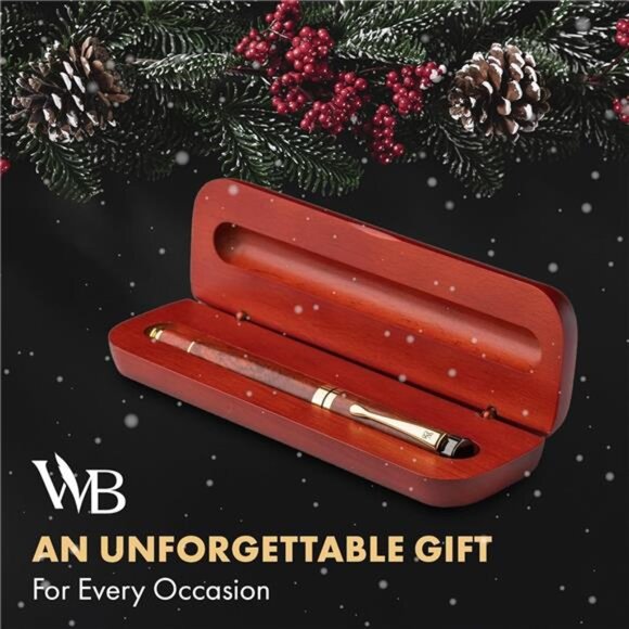 Black Fountain Pen Set, Luxury Bamboo Wood - Medium Nib, Gift - Picture 3 of 7